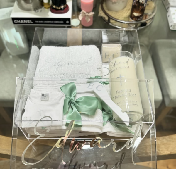 Squared Acrylic Christening Box with Personalisation